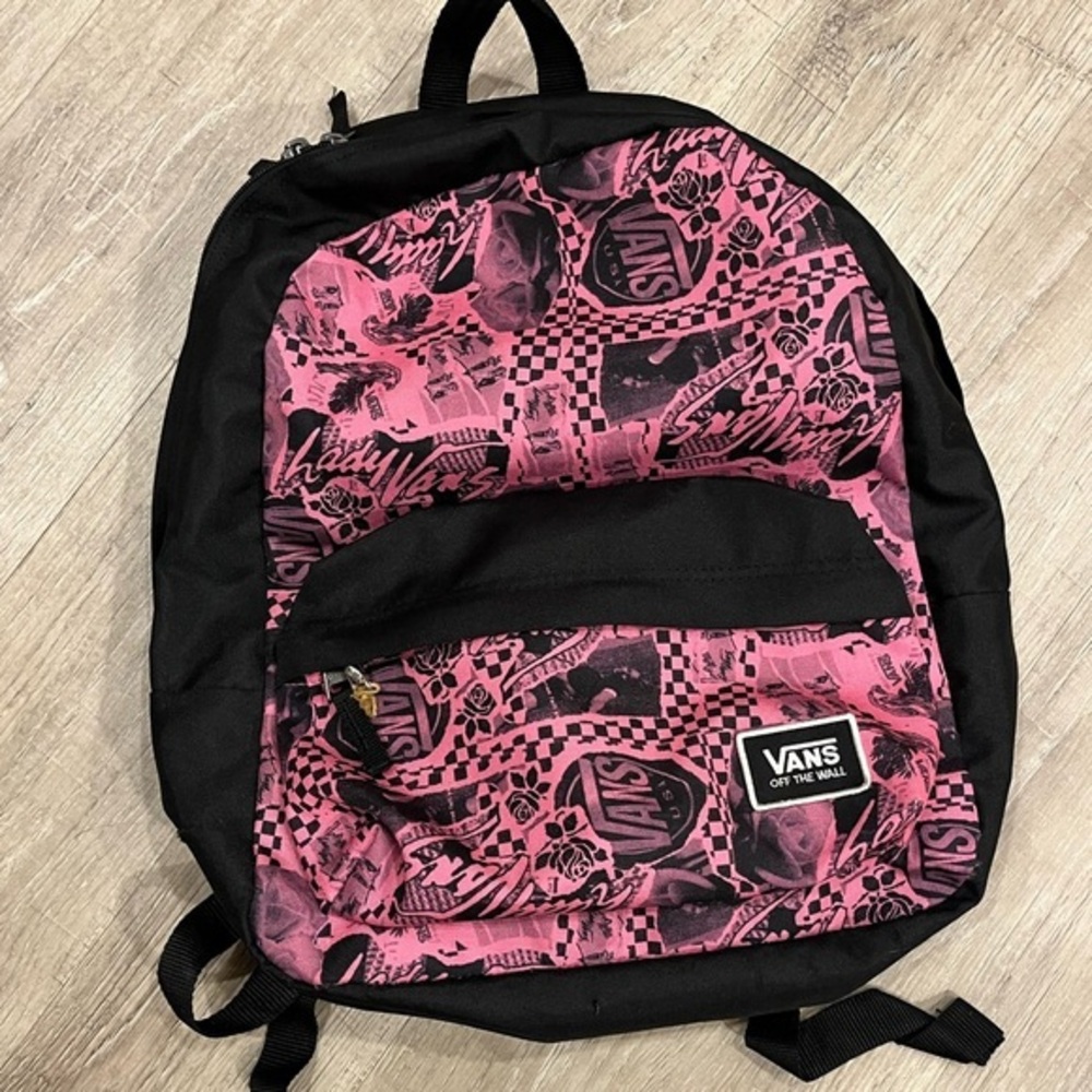 Vans Pink and Black Off the Wall Backpack